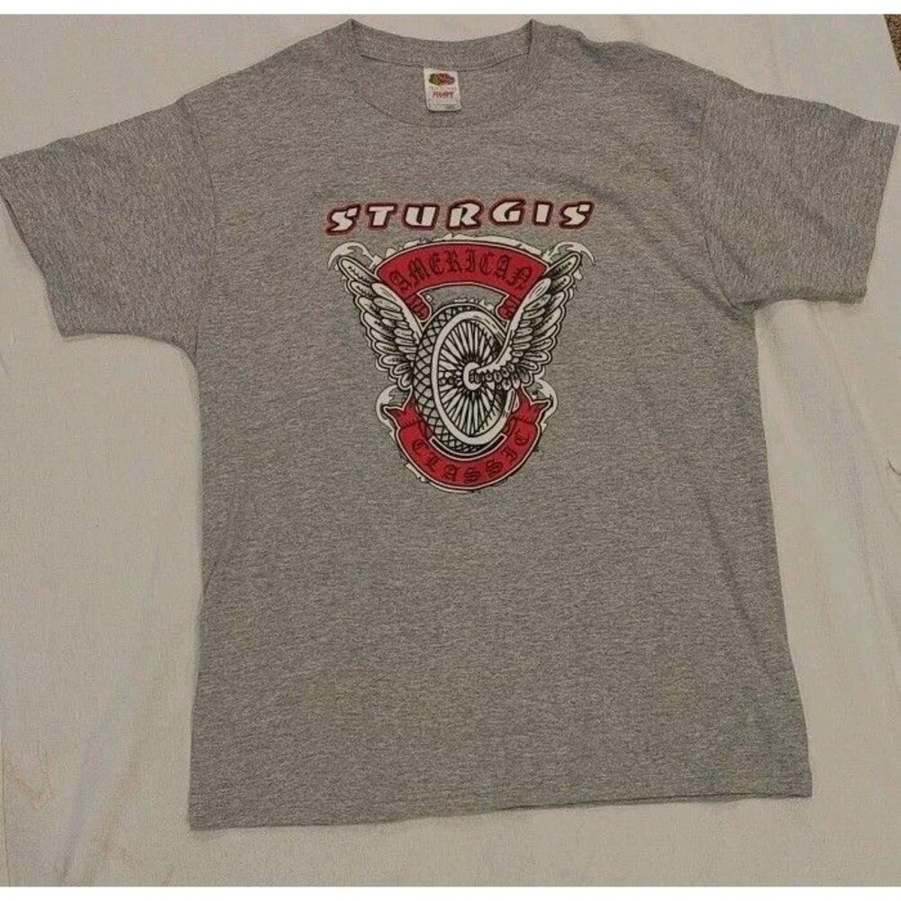 Sturgis Motorcycle Rally Gray 2003 Double Sided T-Shirt Men's Size Large